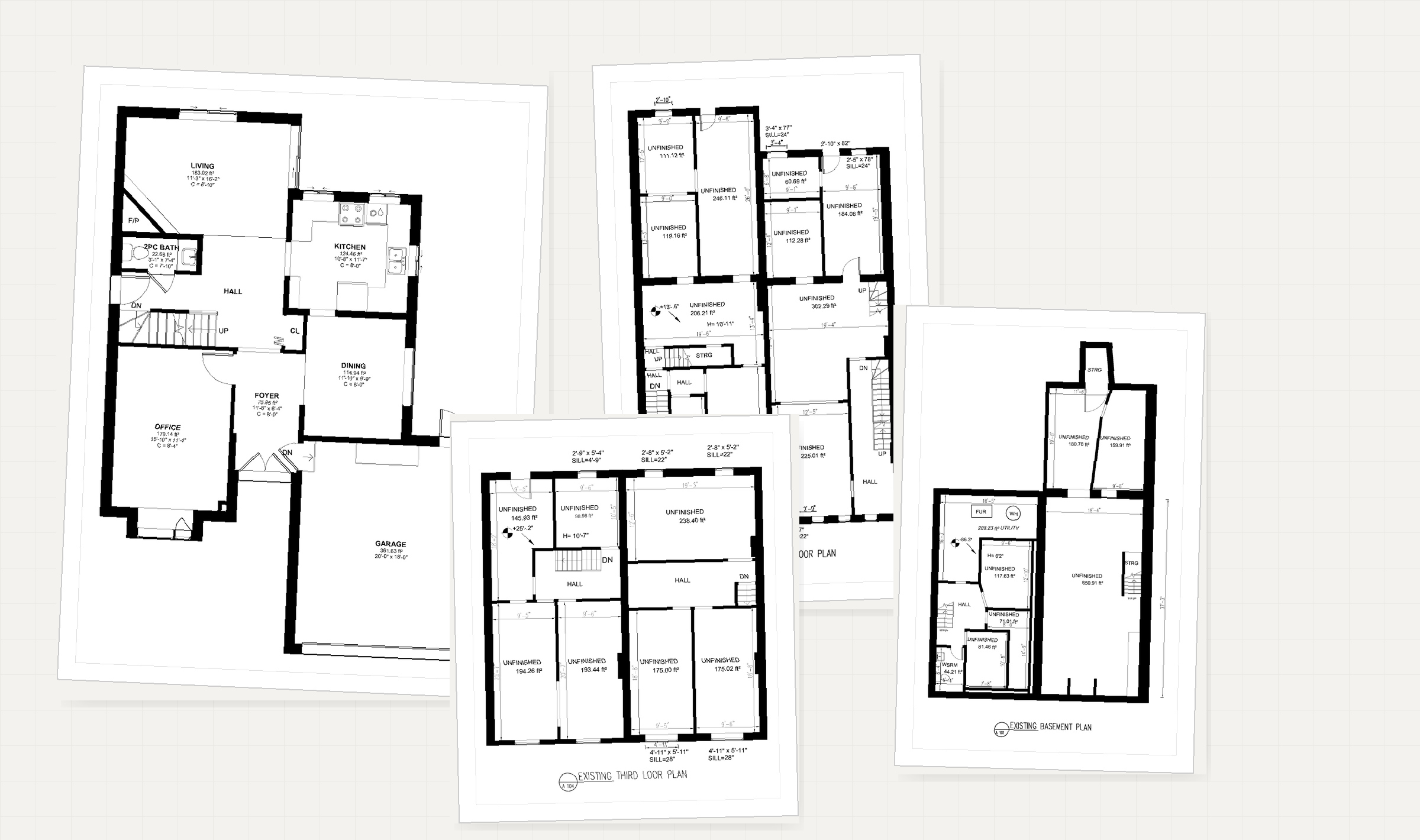 Sample commercial floor plan drawings prepared for portfolio display