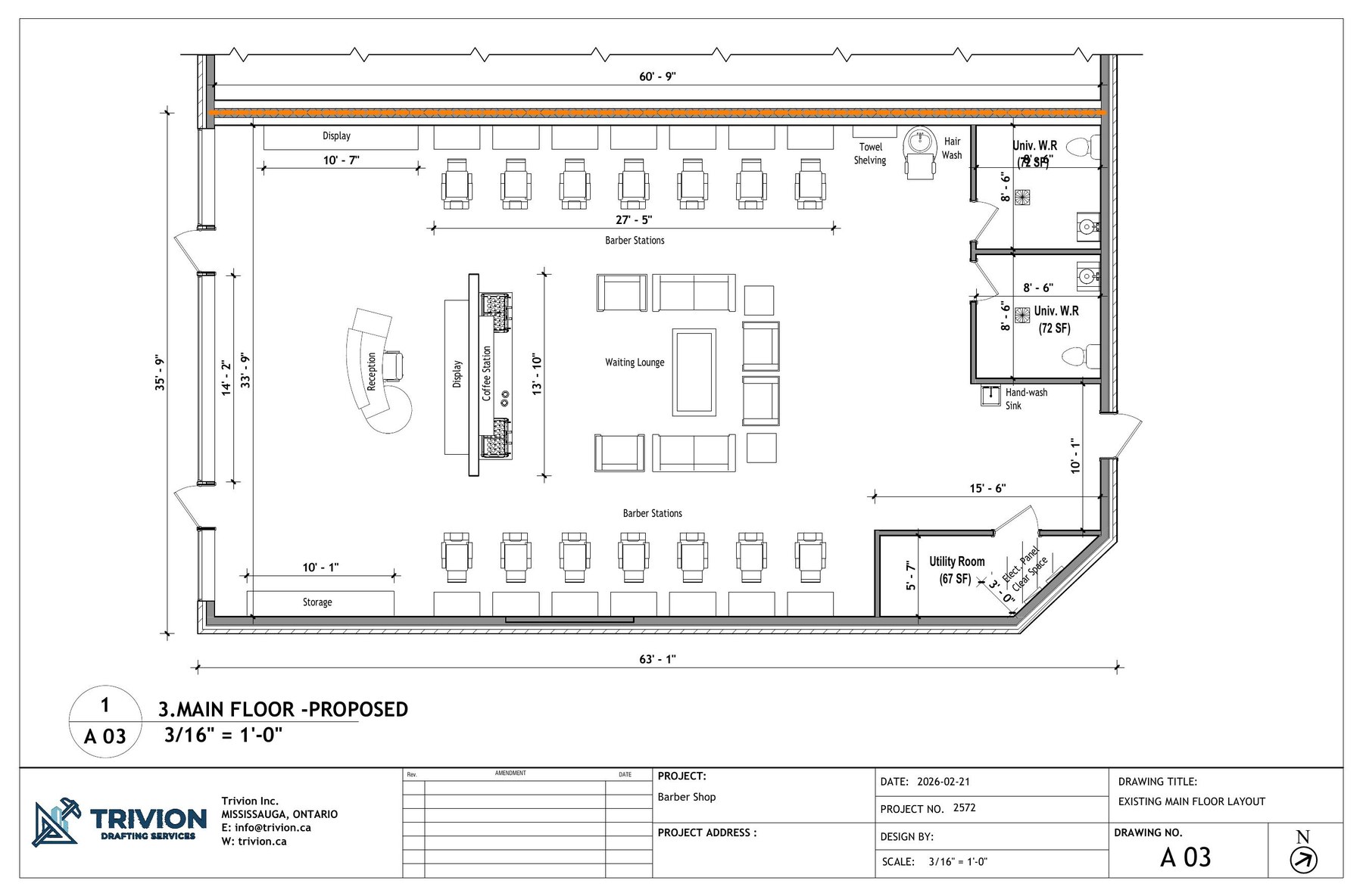 Commercial barber shop floor plan