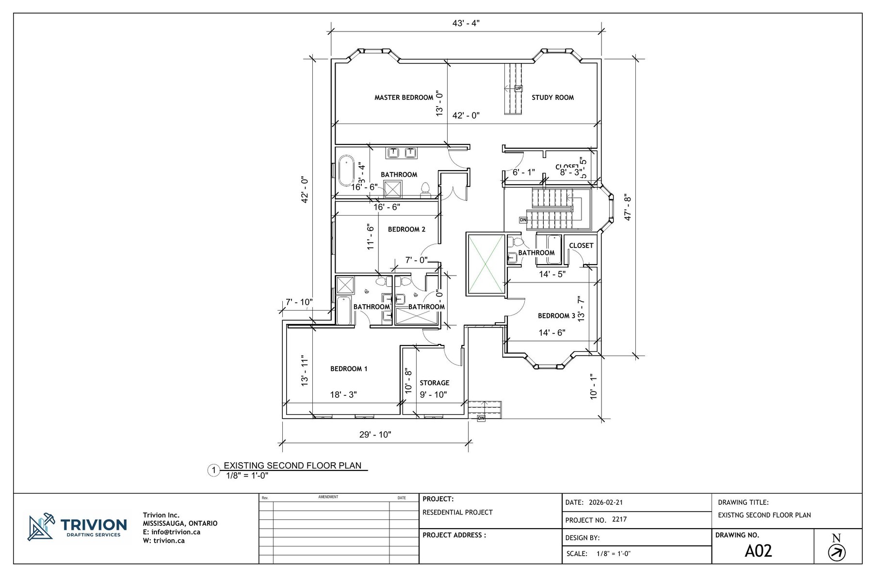 Residential second floor plan