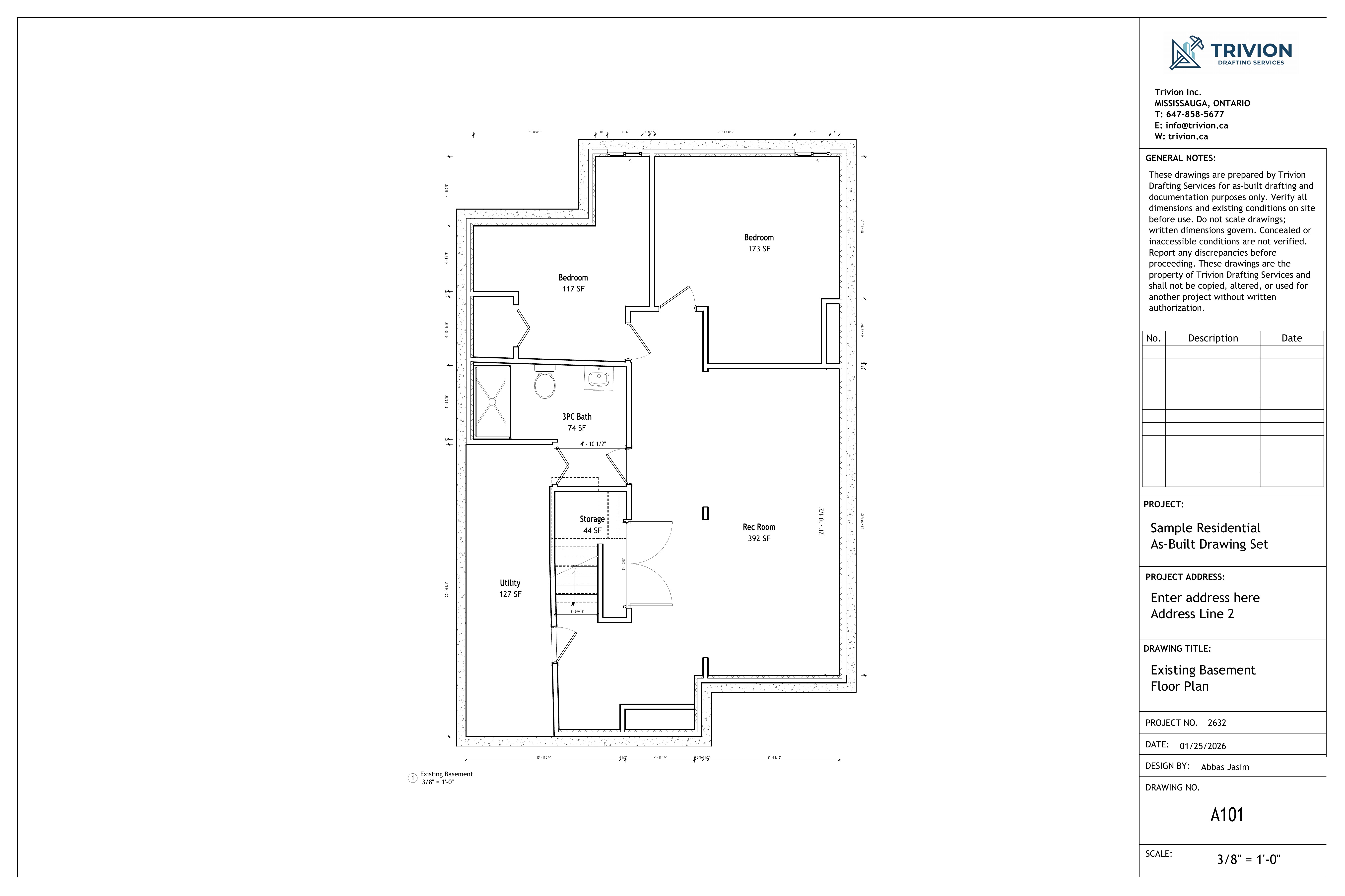 Existing basement floor plan