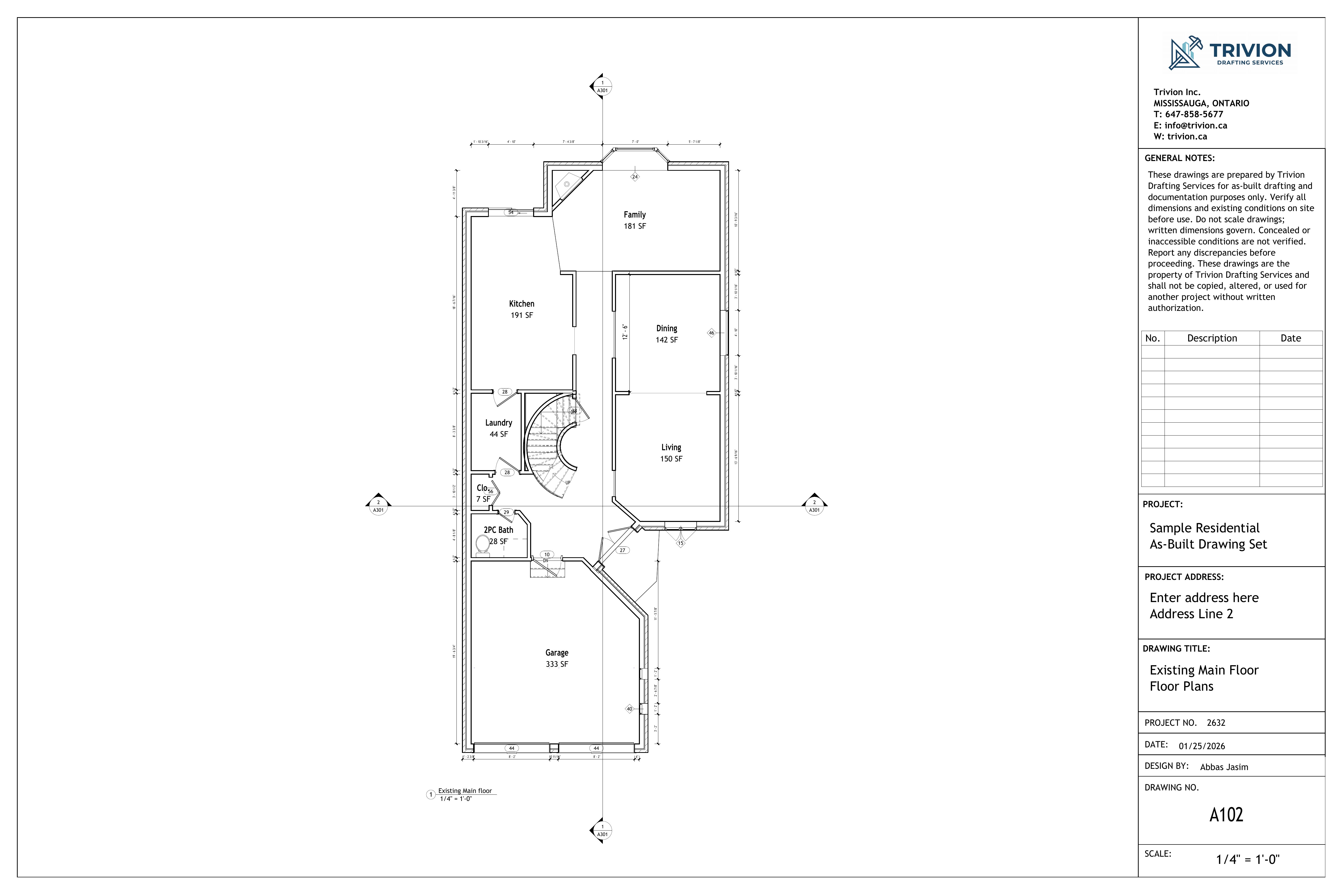 Existing main floor plan