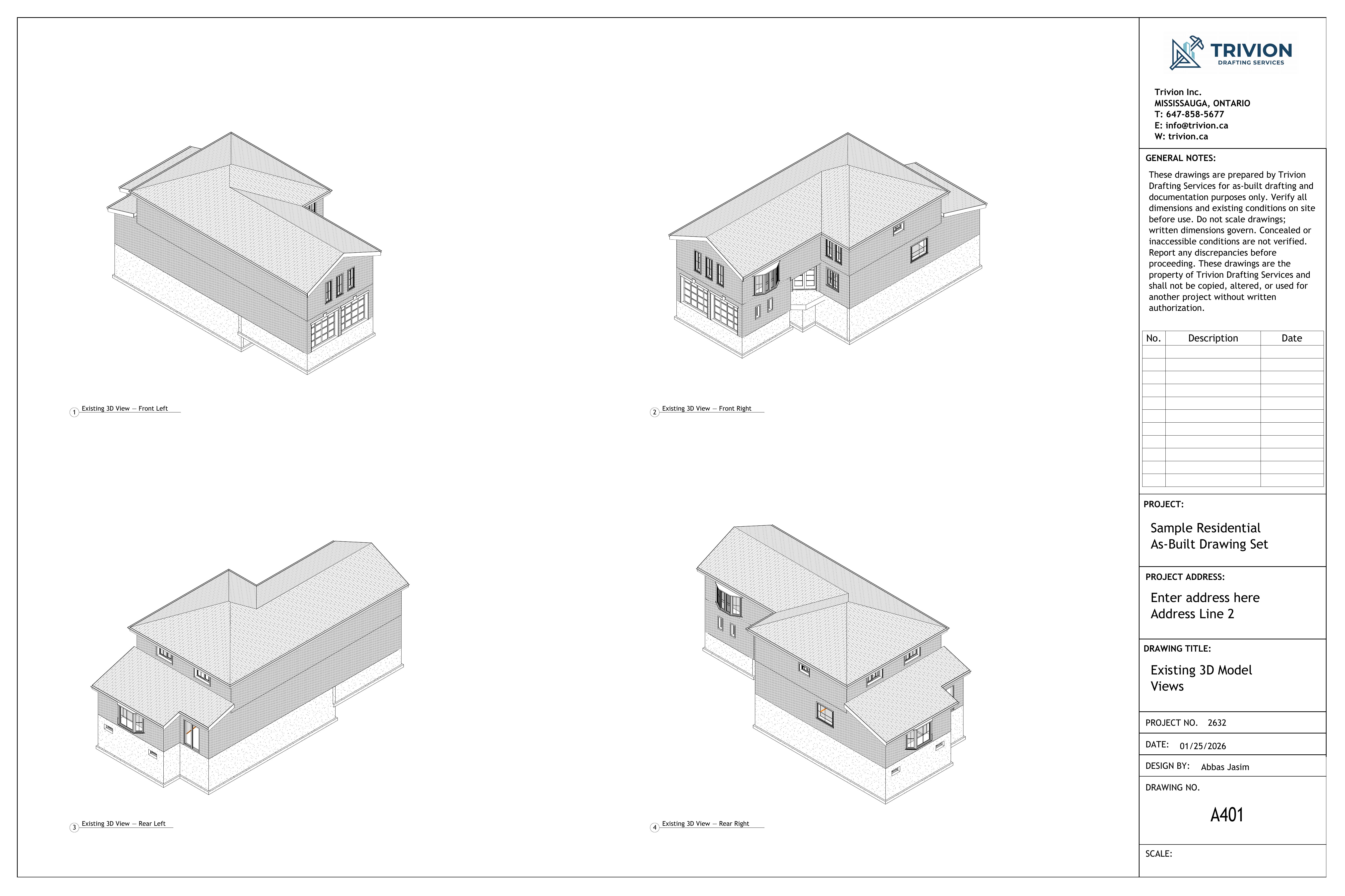 Existing 3D model views, four isometric perspectives