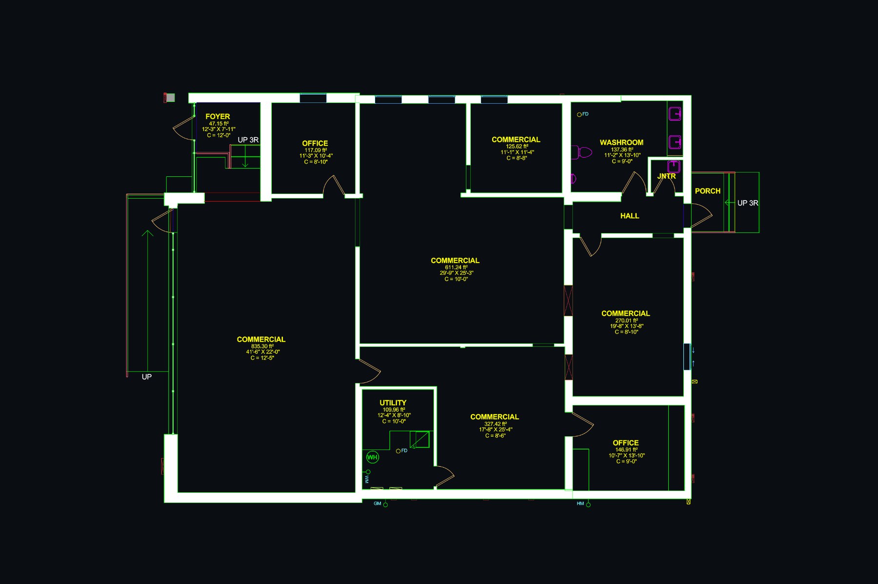Commercial as-built AutoCAD floor plan example