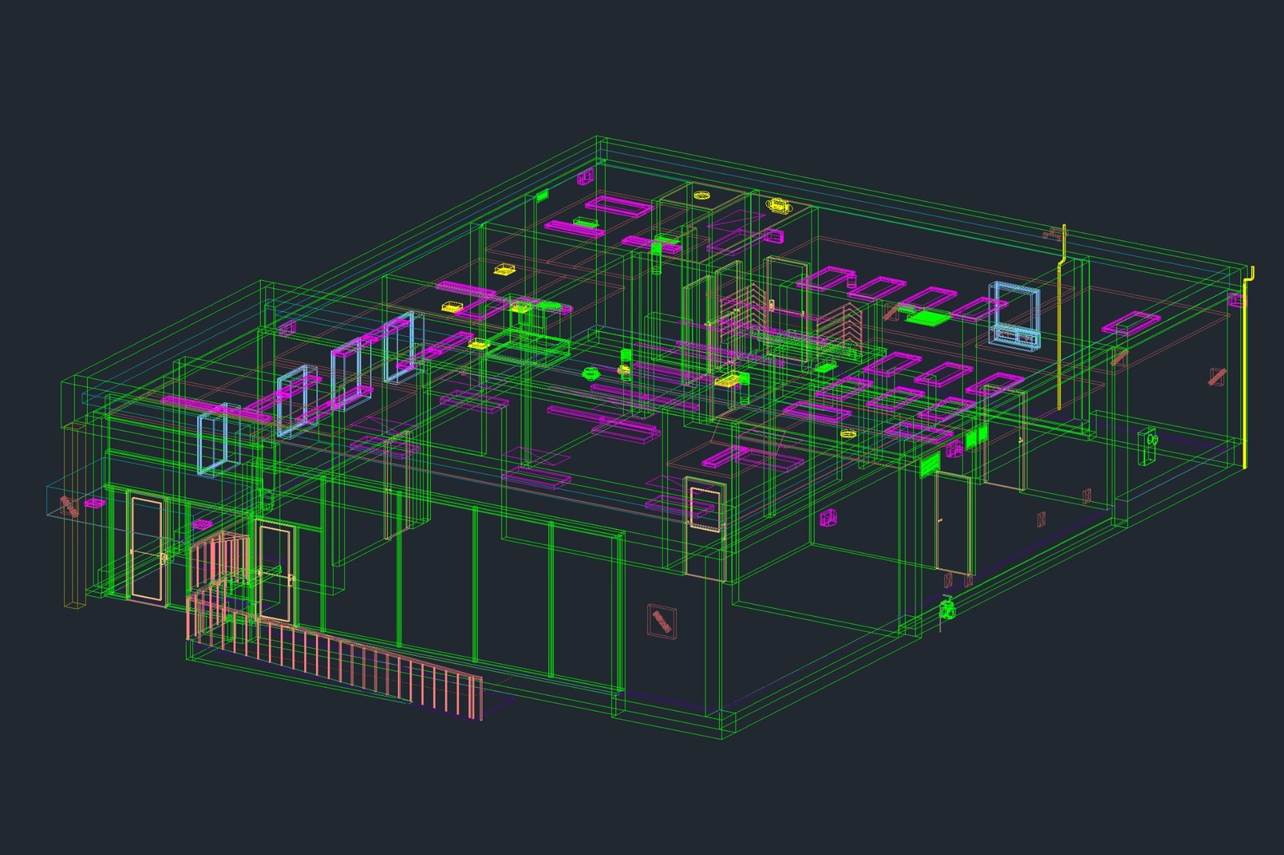 commercial model wireframe view