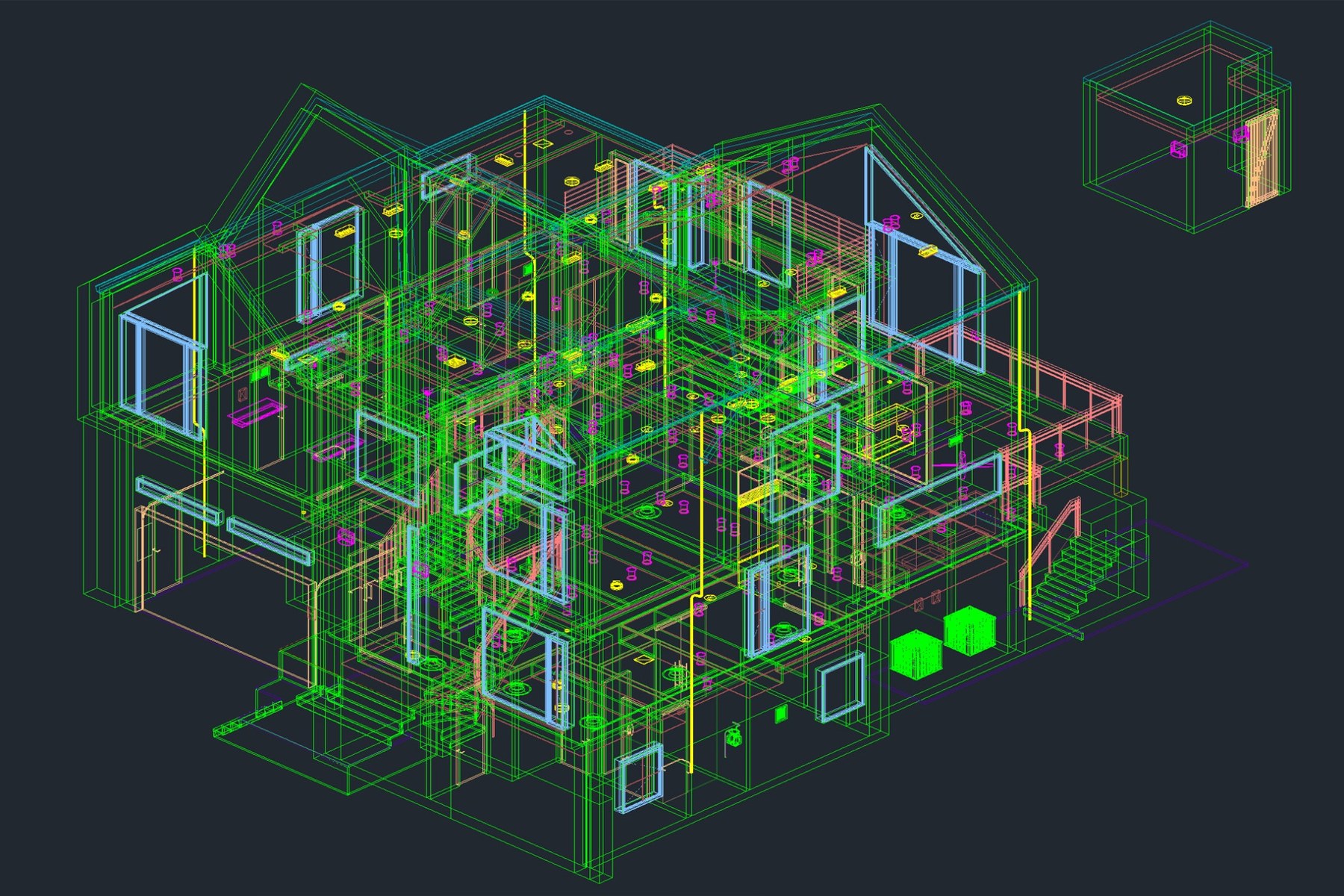 residential model wireframe view